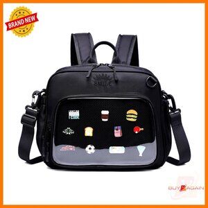 Multifunctional Ita Bag with Hidden Backpack Straps, Nylon Crossbody Shoulder